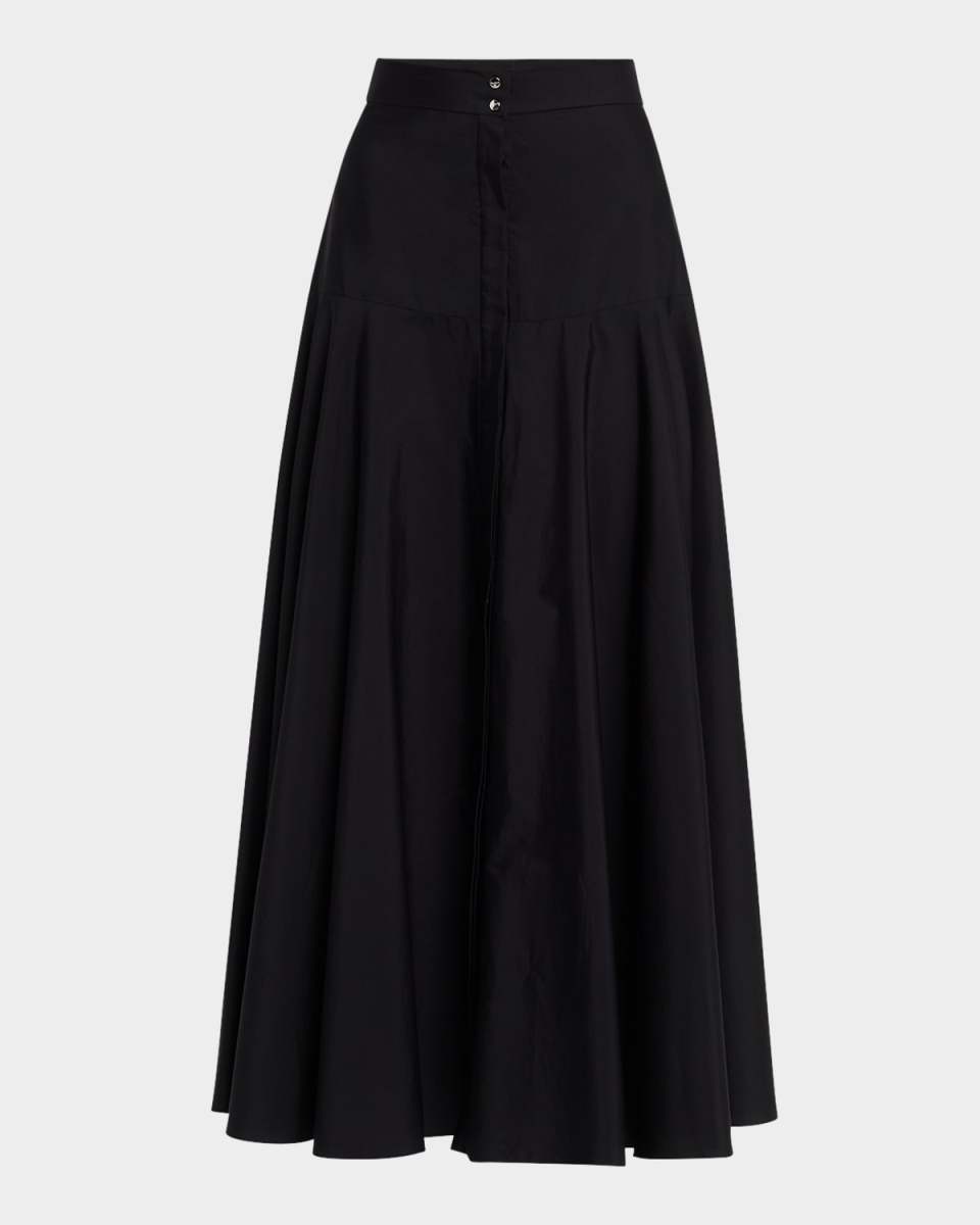 Oxiria Circle-Cut Cotton Midi Skirt